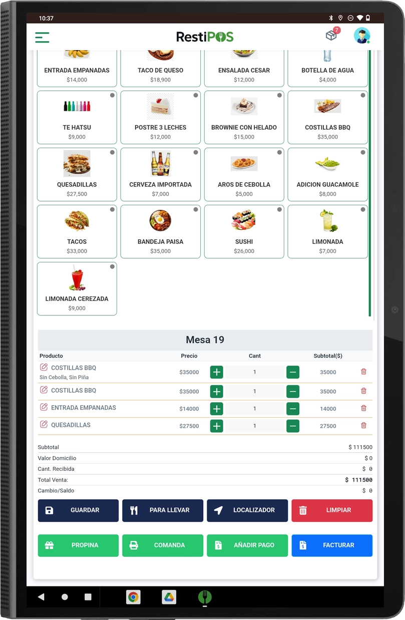 RestiPOS POS en tablet